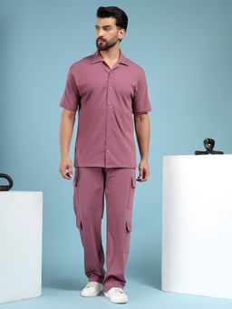 Kvetoo - Men Purple Cotton Solid Co-Ord (Set of 2)