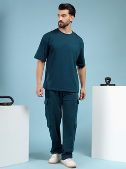 Kvetoo - Men Green Cotton Solid Co-Ord (Set of 2)