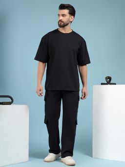 Kvetoo - Men Black Cotton Solid Co-Ord (Set of 2)