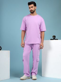 Kvetoo - Men Lavender Cotton Solid Co-Ord (Set of 2)