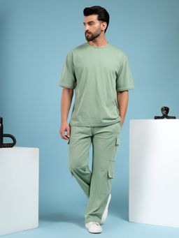 Kvetoo - Men Green Cotton Solid Co-Ord (Set of 2)