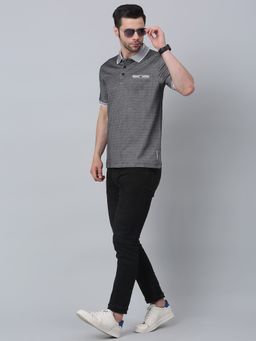 Louis Stitch - Men Black Slim Fit Polo Collar T-Shirt