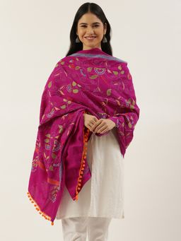 ArtEastri - Magenta Cotton Kantha Dupatta
