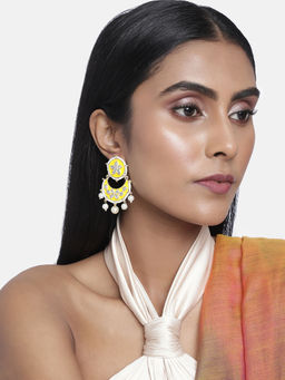 Laida - Yellow & White Gold-Plated Handcrafted Embellished Enamel Earrings (Pack of 2)