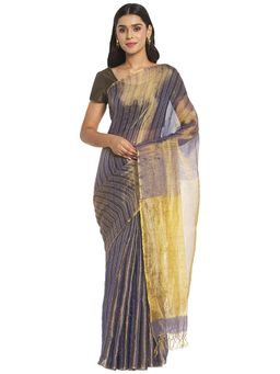 Fabindia - Purple Hand Woven Cotton Silk Blend Sari