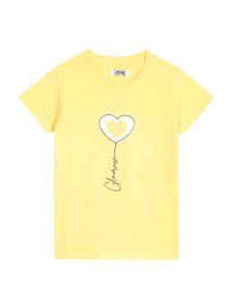 Cantabil - Girls Yellow Printed Casual T-Shirt
