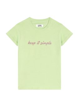 Cantabil - Girls Green Embroidered Casual T-Shirt