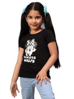 Cantabil - Girls Black Printed Casual T-Shirt