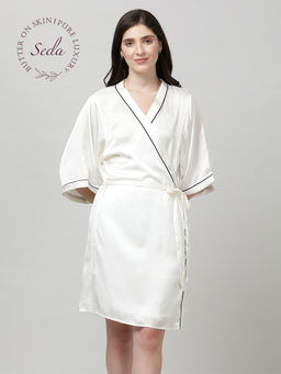 mackly - Womens Solid Polyester Night Gown White (Set of 2)