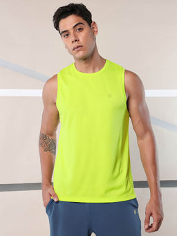 CULT - Men Solid Green Sleeveless Round Neck Tank