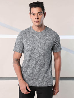 CULT - Men Solid Charcoal Half Sleeves Round Neck T-Shirt