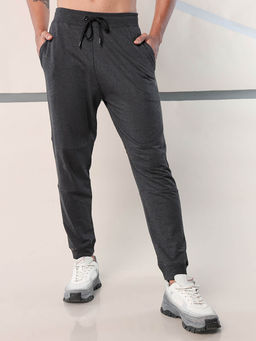 CULT - Men Solid Mid Waist Grey Joggers