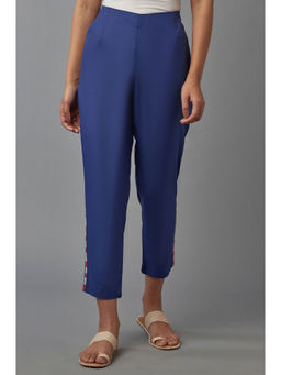 W - Blue Solid Slim Pant