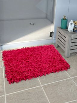 Saral Home - Cotton Anti-Skid Bath Mat (Dark Pink, 40 x 60 cm)