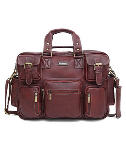 WILDHORN - Maroon Leather Laptop Messenger Bag for Men| Padded Laptop Compartment |Office Bag