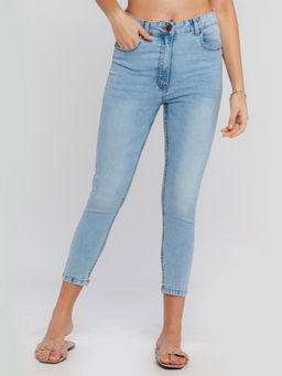 Zink London - Women's Blue Solid Jeans