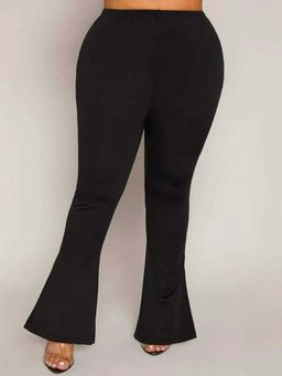 BROADSTAR - Women High Rise Stretchable Black Flared Fit Bell Bottom Pants