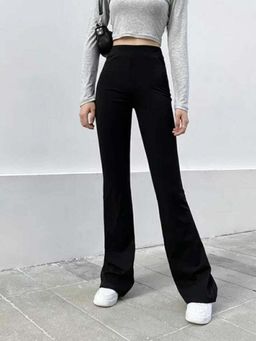 BROADSTAR - Women High Rise Stretchable Black Flared Fit Bootcut Pants