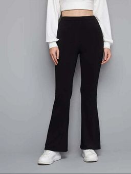 BROADSTAR - Women High Rise Stretchable Black Flared Fit Bootcut Pants
