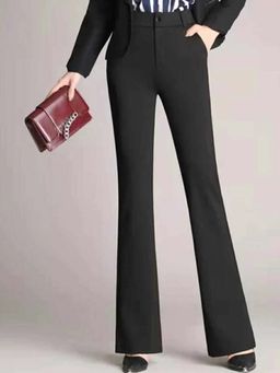 BROADSTAR - Women High Rise Stretchable Black Flared Pants