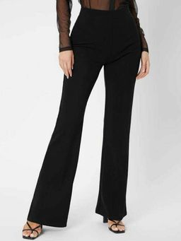 BROADSTAR - Women High Rise Stretchable Black Flared Fit Bootcut Pants