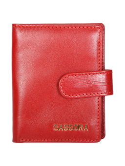Sassora - Genuine Leather Medium Size Red Card Holder - 6 Card Slots (S)