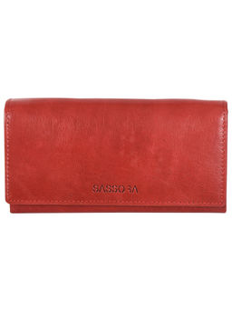 Sassora - Genuine Leather Red Rfid Protected Wallet - 4 Card Holders (M)