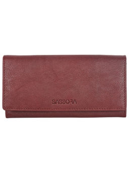 Sassora - Genuine Leather Cherry Color Rfid Protected Wallet - 5 Card Holders (M)