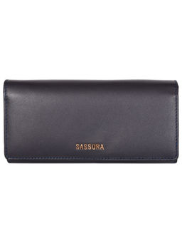 Sassora - Genuine Leather Medium Size Navy Blue Rfid Protected Wallet - 10 Card Slots (M)