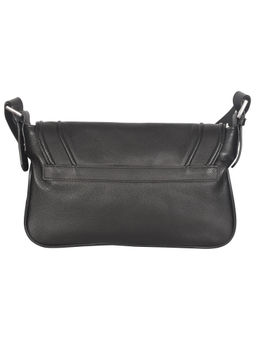 Sassora - Genuine Leather Black Shoulder Bag (M)