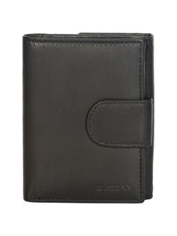 Sassora - Genuine Leather Medium Size Black Rfid Protected Wallet - 9 Card Slots (M)