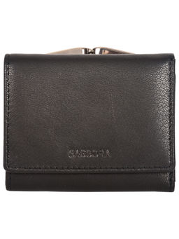 Sassora - Genuine Leather Small Size Black Rfid Protected Wallet - 4 Card Holders (S)