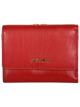 Sassora - Genuine Leather Medium Size Red Rfid Protected Wallet - 5 Card Slots (M)