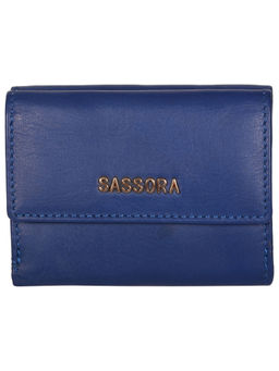 Sassora - Genuine Leather Medium Size Blue Rfid Protected Wallet - 2 Card Slots (S)