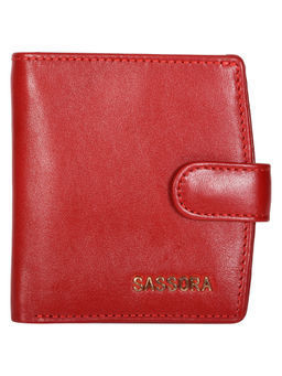 Sassora - Genuine Leather Small Size Red Rfid Protected Wallet - 4 Card Slots (S)
