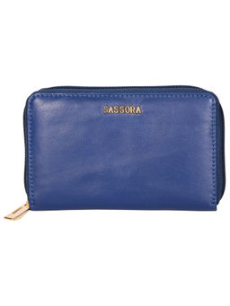 Sassora - Genuine Leather Medium Size Blue Rfid Protected Wallet (M)