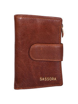 Sassora - Genuine Leather Medium Size Brown Rfid Protected Wallet - 8 Card Slots (M)