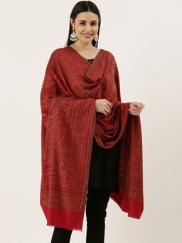 Pashmoda - Women Red Woven Design Jamawar Shawl