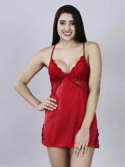 Herryqeal - Women Lingerie Lace Chemise Babydoll Teddy Lingerie with Panty (Set of 2)