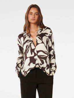 Forever New - Lila Longline Printed Satin Shirt