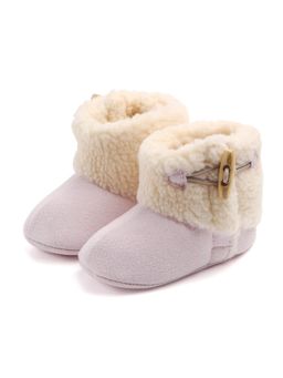 KIDLINGSS - Girls Pink Button Applique Fur Detailed High Top Booties