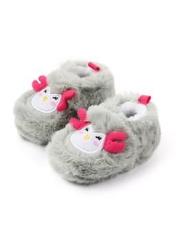 KIDLINGSS - Unisex Green Monkey Face Fur Detailed Booties