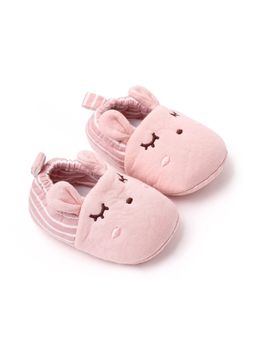 KIDLINGSS - Girls Pink Bunny Face Detailed Slip-On Booties