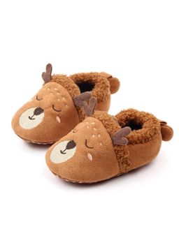 KIDLINGSS - Unisex Brown Reindeer Face Detailed Slip-On Booties