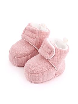 KIDLINGSS - Girls Pink Solid Velcro Closure High Top Booties