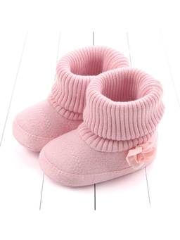 KIDLINGSS - Girls Pink Flower Applique Socks Style High Top Booties
