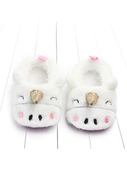 KIDLINGSS - Girls White Unicorn Face Slip-On Booties