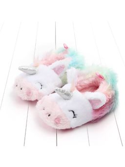 KIDLINGSS - Girls Pink Unicorn Face Slip-On Booties