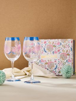 Fabindia - Blue Glass Decaled Luxe Goblet