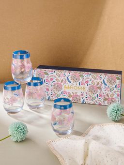 Fabindia - Blue Glass Decaled Luxe Glass